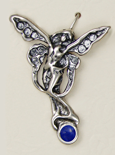 Sterling Silver Joyful Fairy Drop Dangle Earrings With Lapis Lazuli